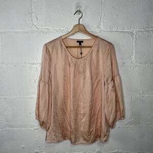 Talbots Women’s Pink Satin Balloon Sleeve Pleated Blouse NWT Size 16